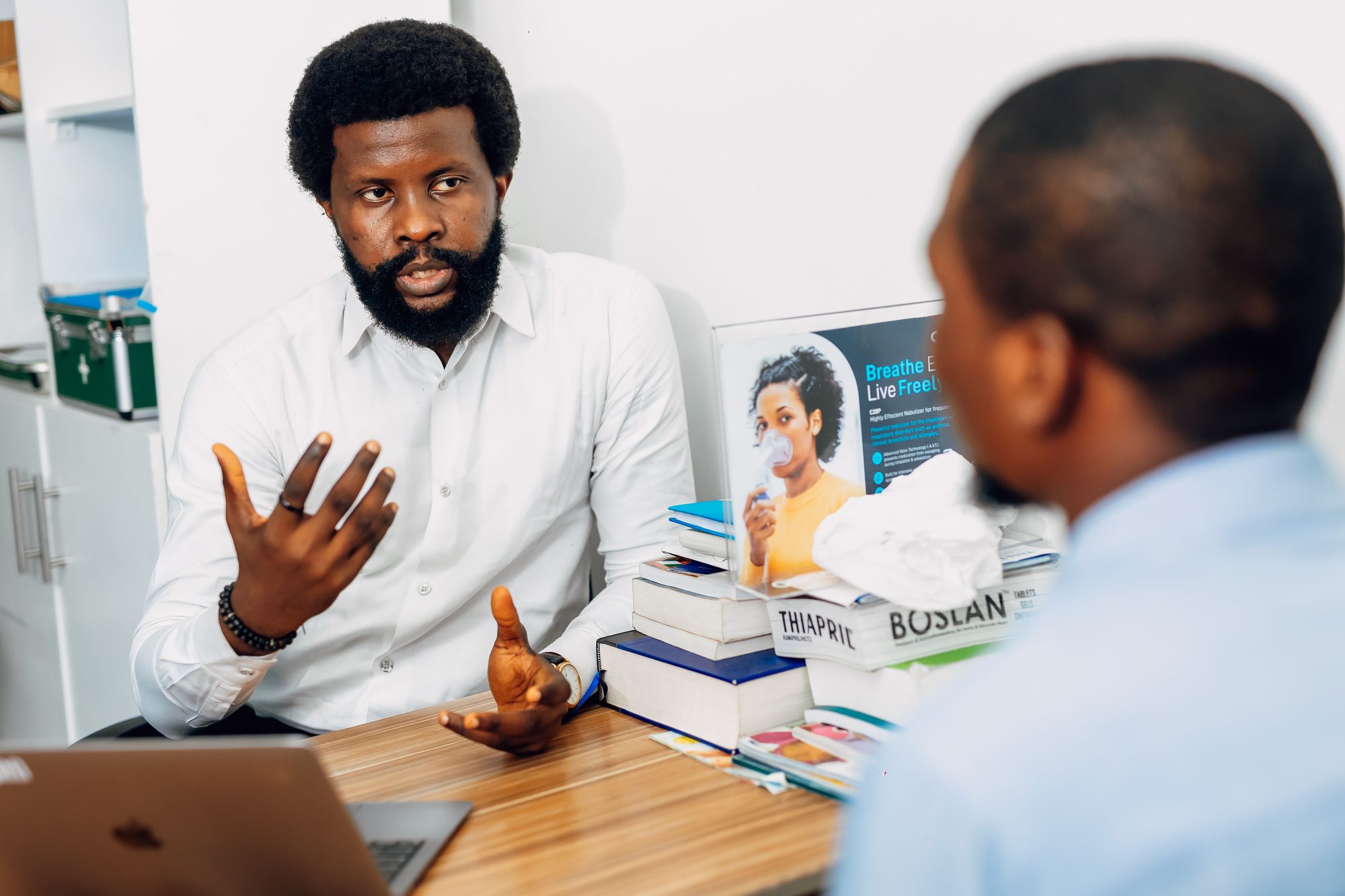 Man receiving a PSA screening or consultation with a healthcare provider